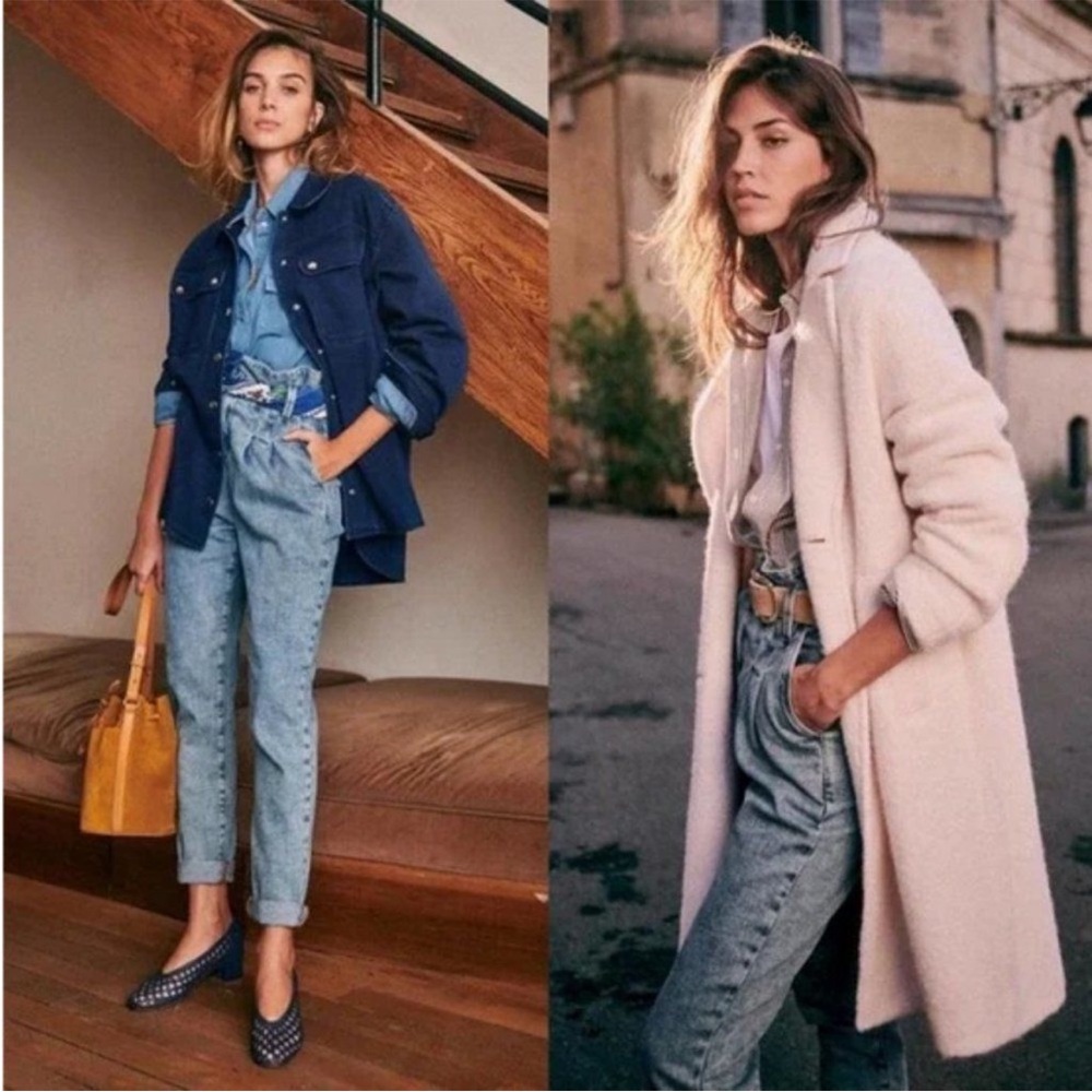 Sézane Austin Trousers / Jeans  - bleached blue - pleated 36